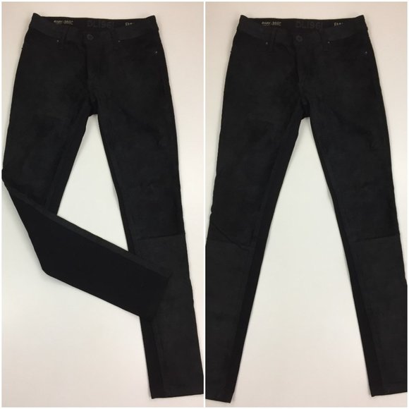 DL1961 Black Emma Rider Lambskin Panels 4 Way Stretch 360 Comfort Jeans - Picture 1 of 13